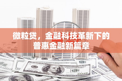 尚义微粒贷，金融科技革新下的普惠金融新篇章