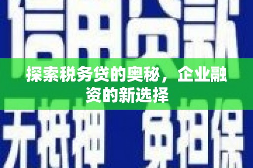 尚义探索税务贷的奥秘，企业融资的新选择