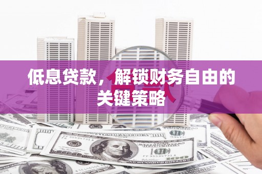尚义低息贷款，解锁财务自由的关键策略
